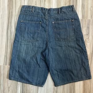 Vintage y2k baggy jeans shorts jorts 36 wide‎ leg faded blue skater hip hop